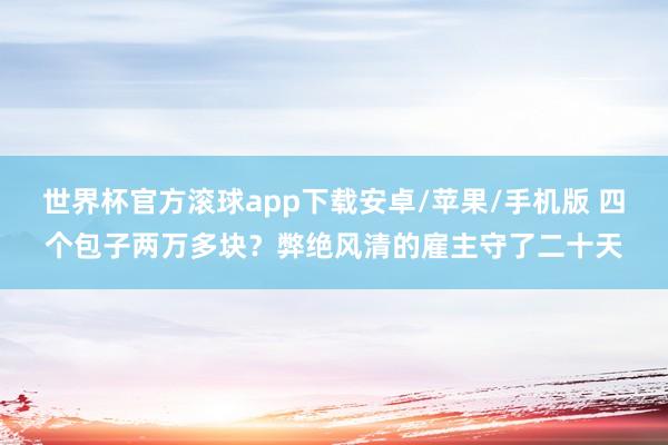 世界杯官方滚球app下载安卓/苹果/手机版 四个包子两万多块？弊绝风清的雇主守了二十天