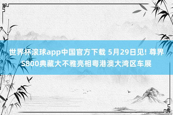 世界杯滚球app中国官方下载 5月29日见! 尊界S800典藏大不雅亮相粤港澳大湾区车展