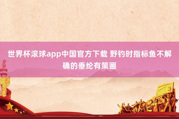 世界杯滚球app中国官方下载 野钓时指标鱼不解确的垂纶有策画