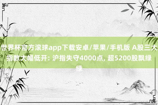 世界杯官方滚球app下载安卓/苹果/手机版 A股三大指数大幅低开: 沪指失守4000点， 超5200股飘绿