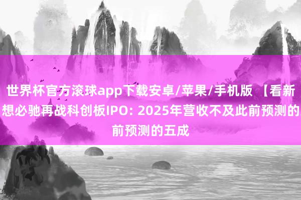 世界杯官方滚球app下载安卓/苹果/手机版 【看新股】想必驰再战科创板IPO: 2025年营收不及此前预测的五成