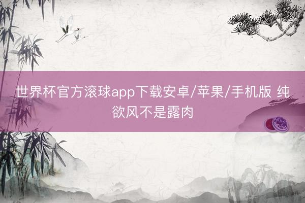 世界杯官方滚球app下载安卓/苹果/手机版 纯欲风不是露肉