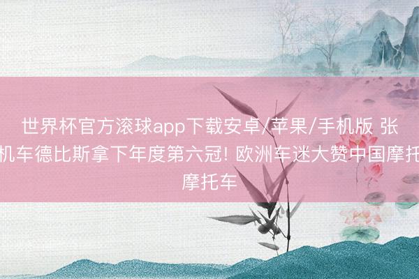 世界杯官方滚球app下载安卓/苹果/手机版 张雪机车德比斯拿下年度第六冠! 欧洲车迷大赞中国摩托车