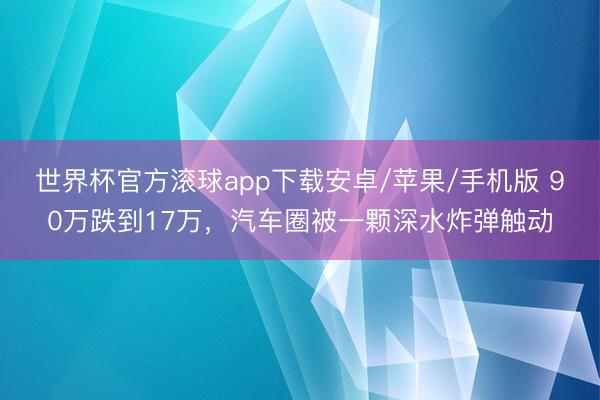 世界杯官方滚球app下载安卓/苹果/手机版 90万跌到17万，汽车圈被一颗深水炸弹触动