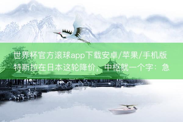 世界杯官方滚球app下载安卓/苹果/手机版 特斯拉在日本这轮降价，中枢就一个字：急