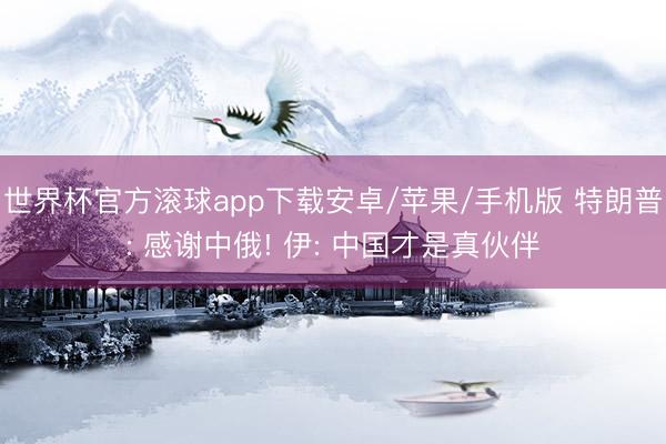 世界杯官方滚球app下载安卓/苹果/手机版 特朗普: 感谢中俄! 伊: 中国才是真伙伴