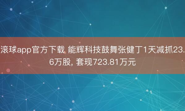 滚球app官方下载 能辉科技鼓舞张健丁1天减抓23.6万股， 套现723.81万元