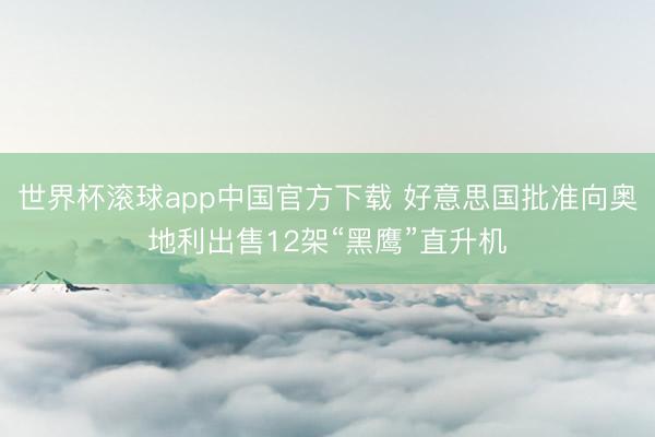 世界杯滚球app中国官方下载 好意思国批准向奥地利出售12架“黑鹰”直升机